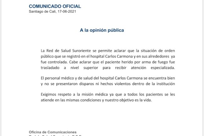 Hospital Carlos Carmona fue objeto de intimidaciones contra el personal de urgencias 