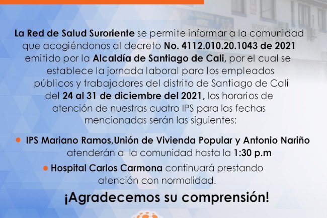 Ante alta demanda de pruebas COVID-19, la Red de Salud Suroriente informa que ya no cuenta con insumos para realizar pruebas en ningún punto de la ESE