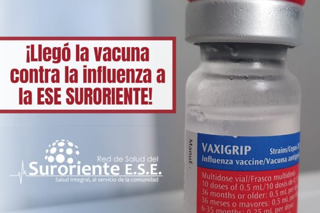 Vacuna contra la influenza ya está disponible en la Red de Salud Suroriente 