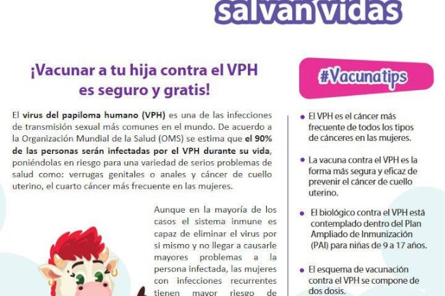 ¡Vacunar a tu hija contra el VPH es seguro y gratis!