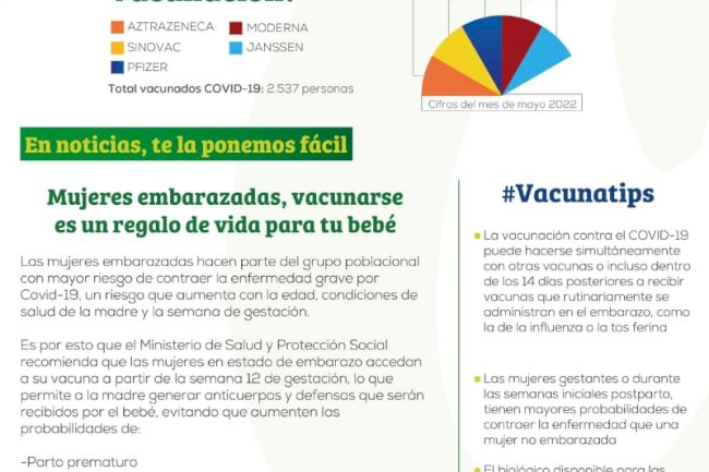 mujeres embarazadas, vacunarse es un regalo de vida para tu bebé